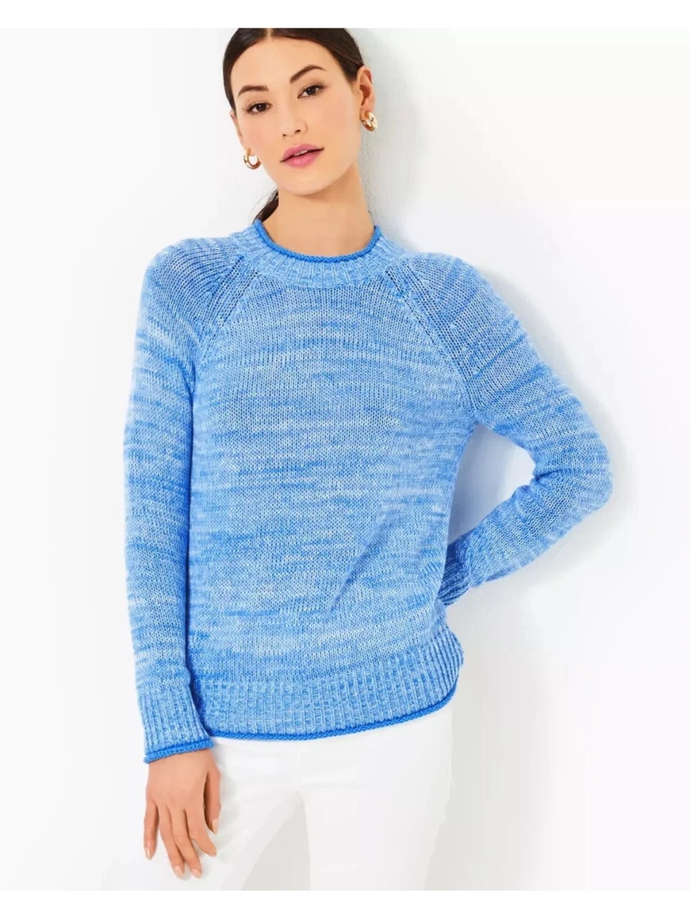 Lilly Pulitzer Deba Sky Blue Stream Marl Sweater Medium Nee